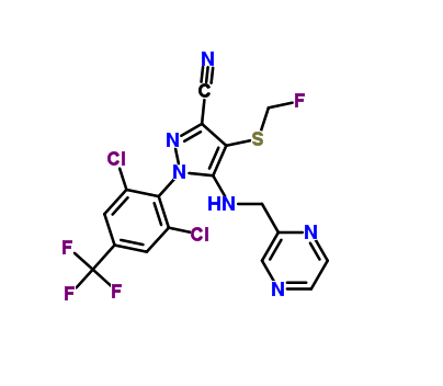 1-[2,6-dichloro-4-(trifluoromethyl)phenyl]-4-[(fluoromethyl)sulfanyl]-5-[(pyrazin-2-ylmethyl)amino]-1H-pyrazole-3-carbonitrile